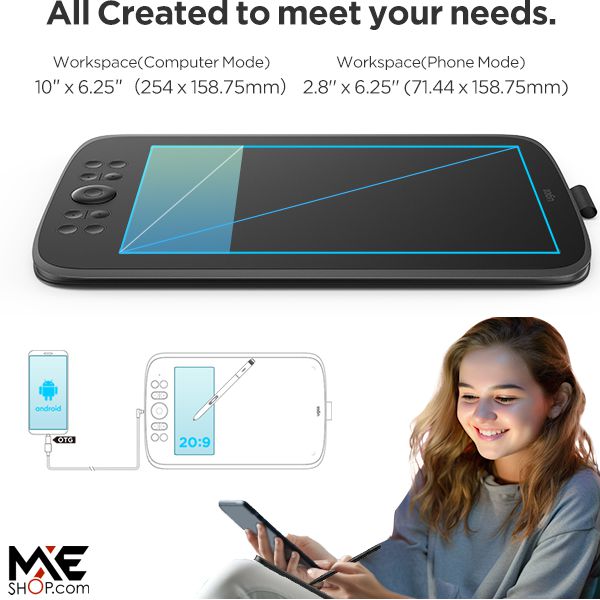 Tavoletta Grafica UGEE M908, 10x6,2 Pollici, 8 Tasti Rapidi, Stilo Senza Batteria 8192 Livelli, USB-C